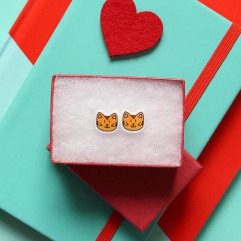 Ginger cat earrings