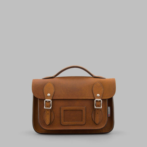 Small Leather Satchel - in Brown