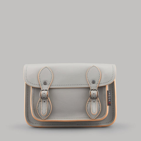 Small Leather Satchel in Grey