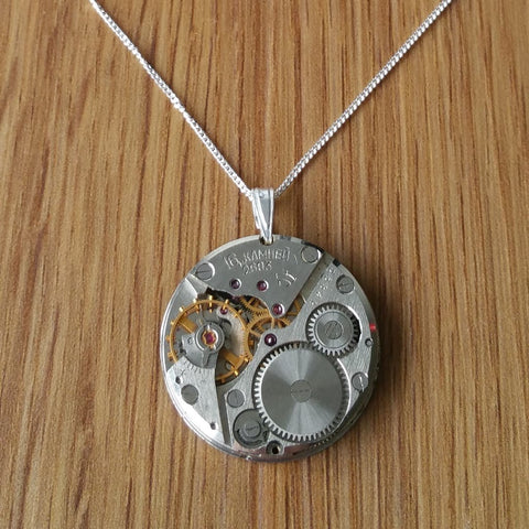 Sterling Silver Watch Movement Necklace
